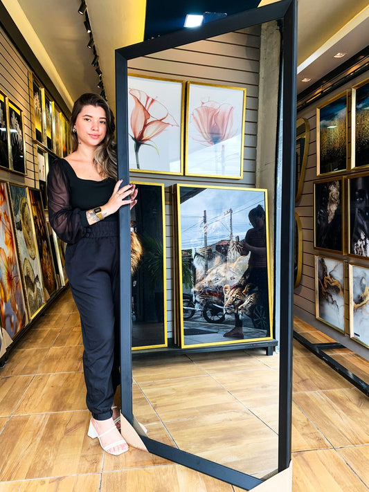 Espelho Orgânico Retangular Preto - 70x160