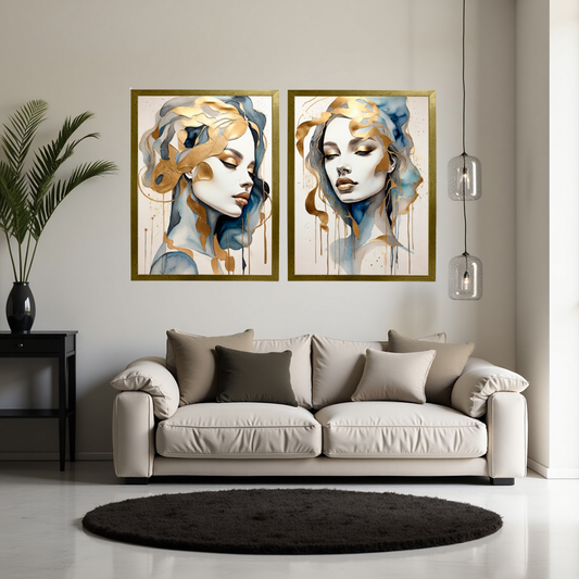 Kit 2 Quadros: Serenidade Dourada