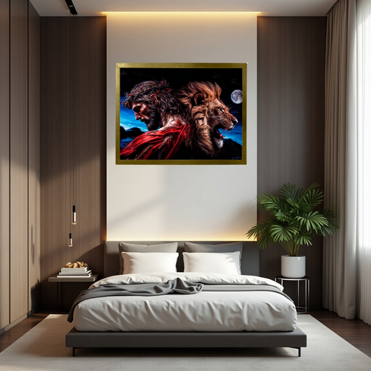 Quadro Leão Força e Paz