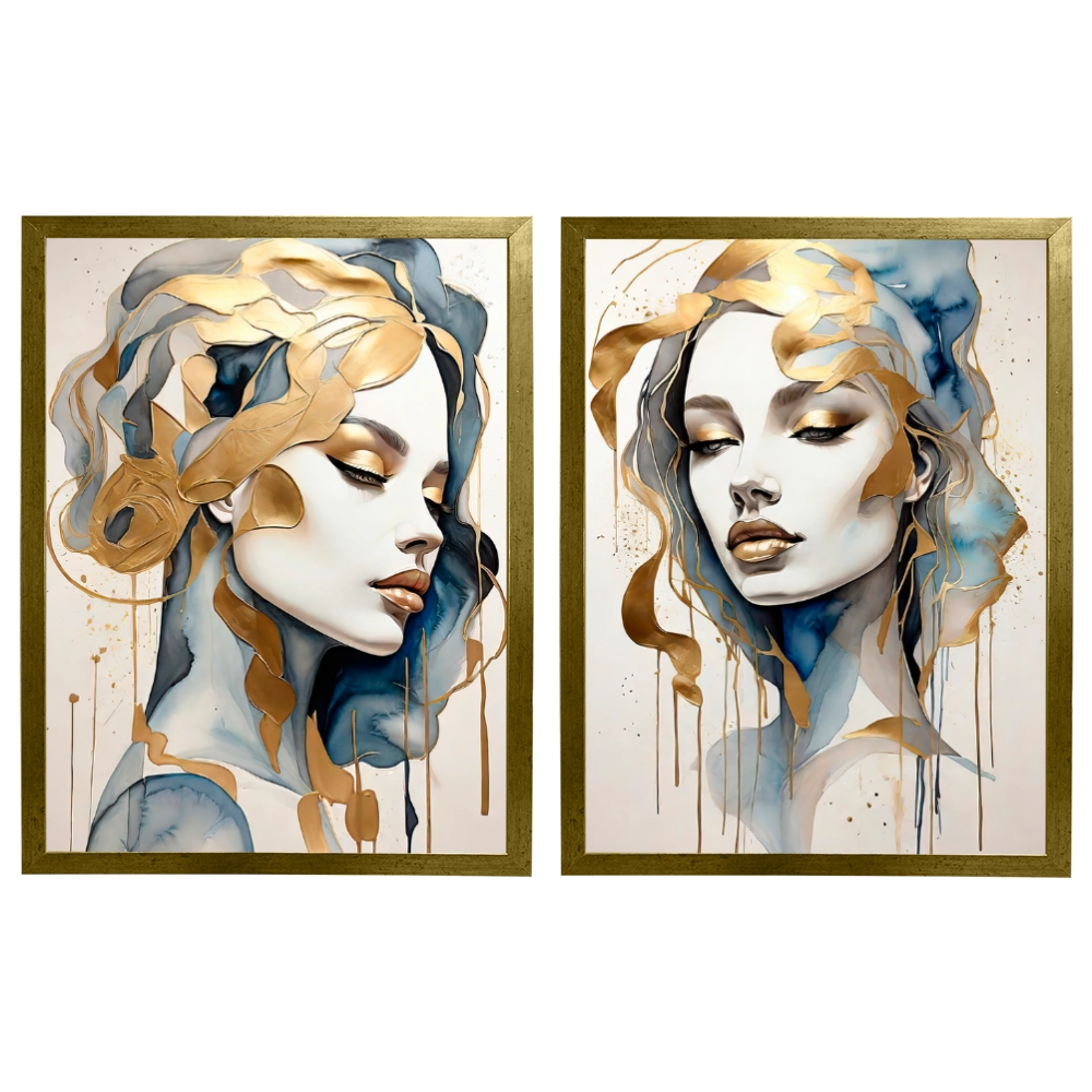 Kit 2 Quadros: Serenidade Dourada
