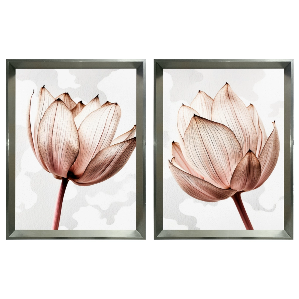 Kit 2 Quadros: Floral Rosa Sublime