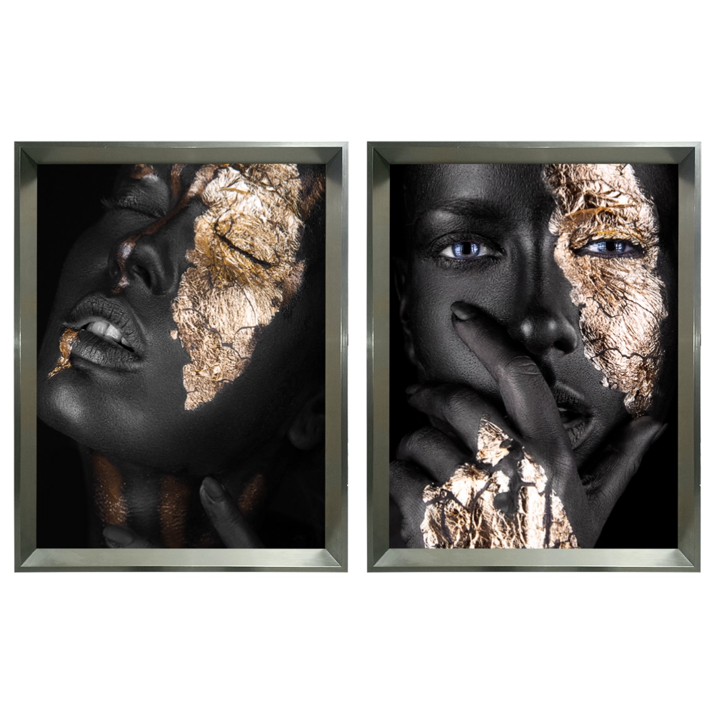 Kit 2 Quadros: Elegância Dourada