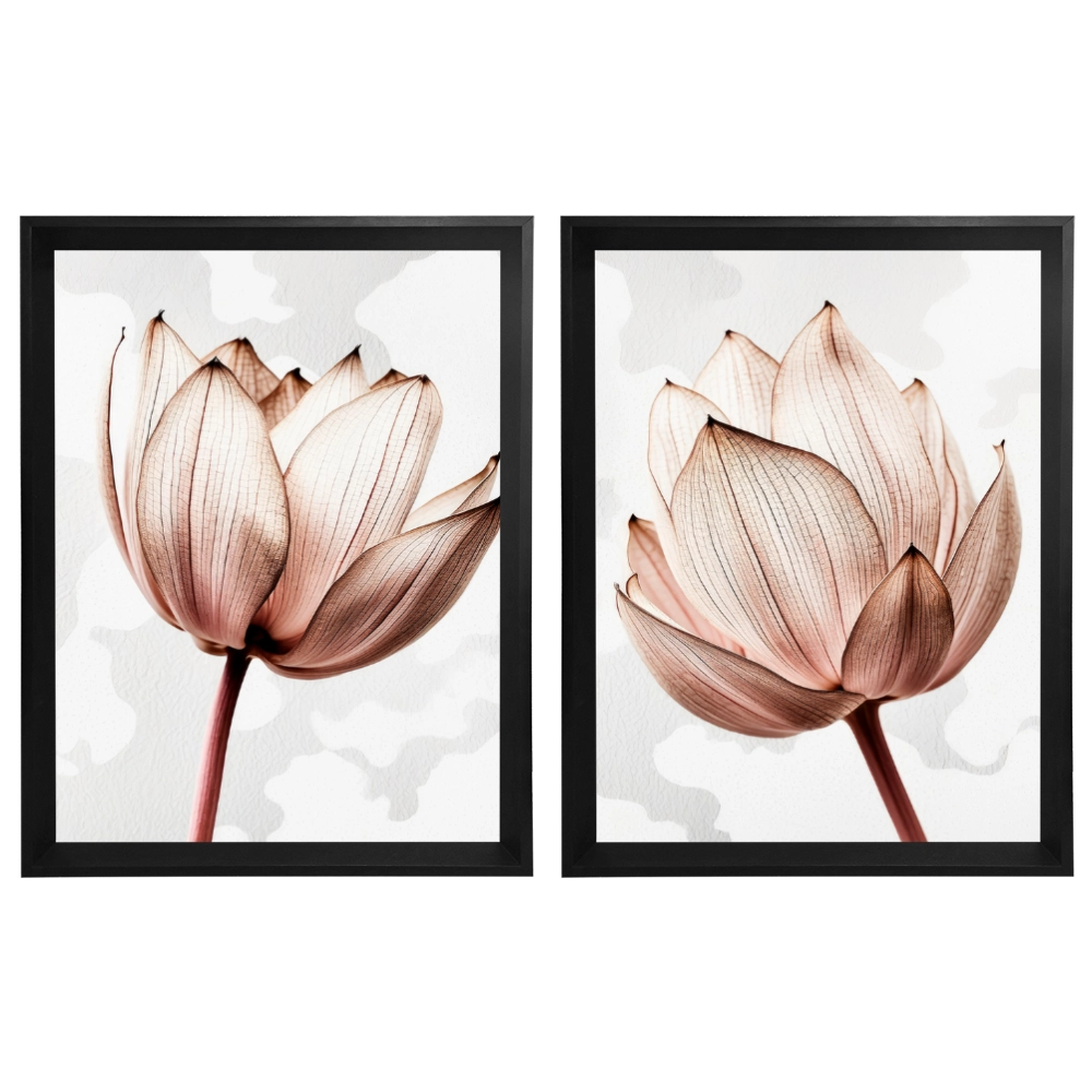 Kit 2 Quadros: Floral Rosa Sublime