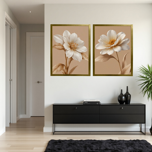 Kit 2 Quadros: Floral Terra Serena