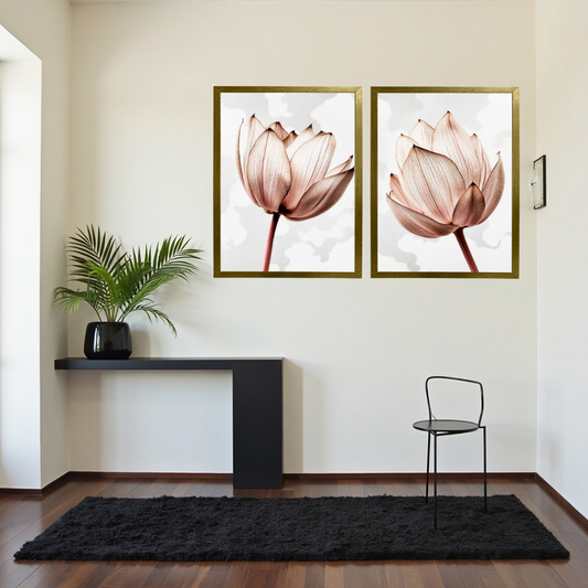 Kit 2 Quadros: Floral Rosa Sublime