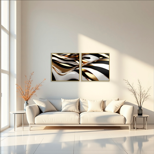 Kit 2 Quadros: Elegância Fluida