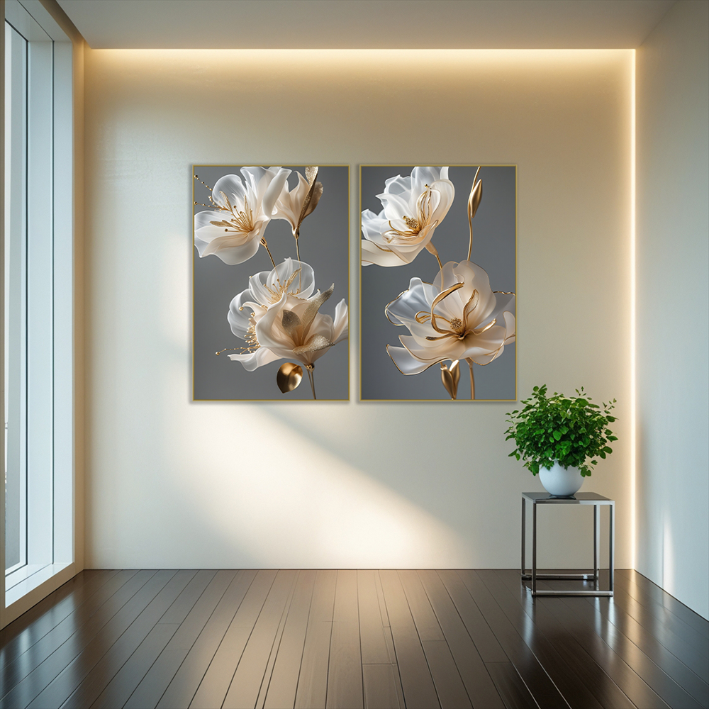 Kit 2 Quadros: Sofisticação Floral