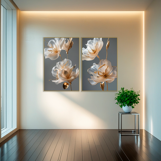 Kit 2 Quadros: Sofisticação Floral
