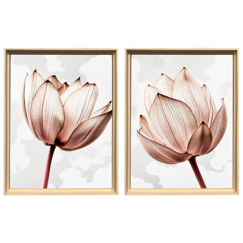 Kit 2 Quadros: Floral Rosa Sublime