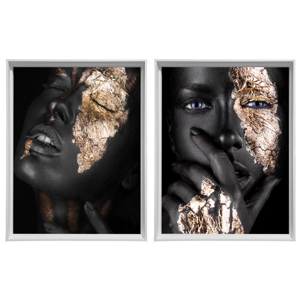 Kit 2 Quadros: Elegância Dourada