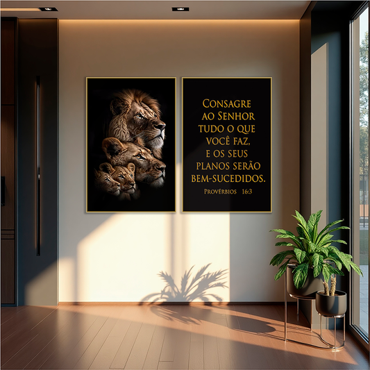Kit 2 Quadros Leão: Realeza Selvagem - 80x120