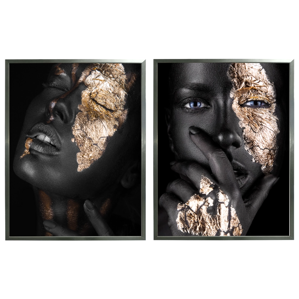 Kit 2 Quadros: Elegância Dourada