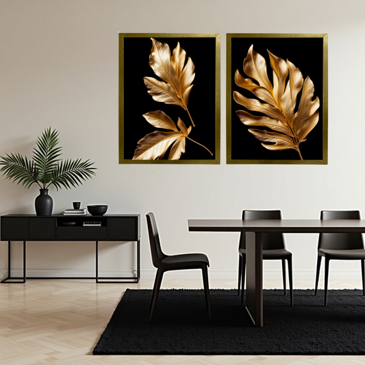 Kit 2 Quadros: Folhas de Ébano