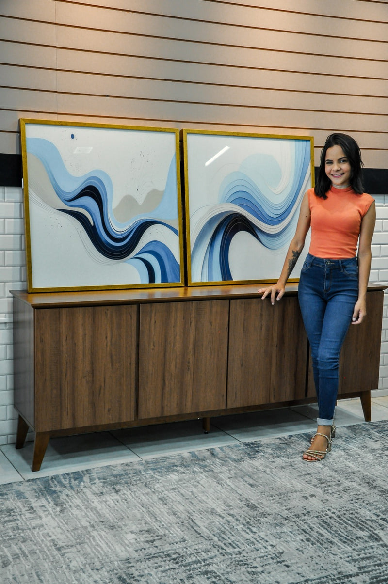 Kit 2 Quadros: Ondas do Infinito - 80x80