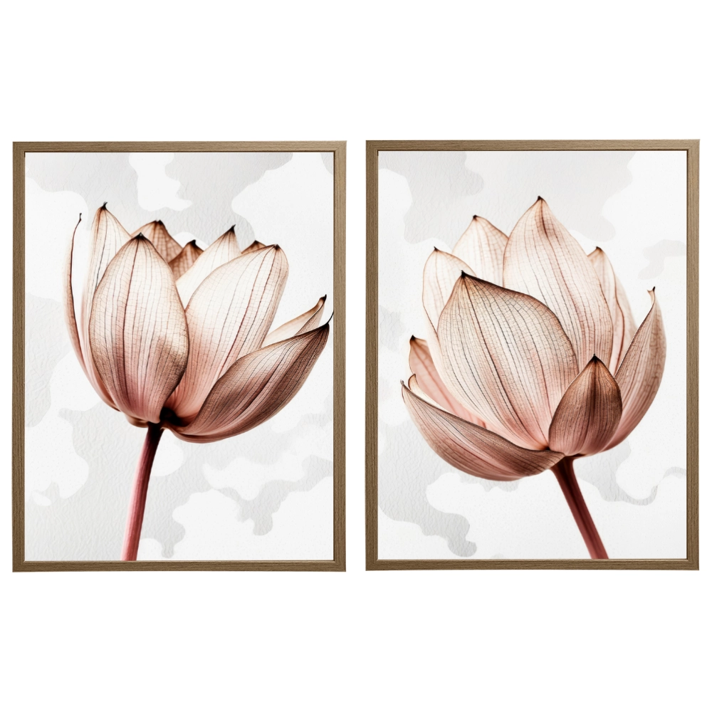 Kit 2 Quadros: Floral Rosa Sublime