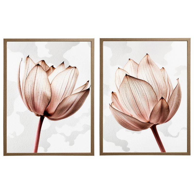 Kit 2 Quadros: Floral Rosa Sublime