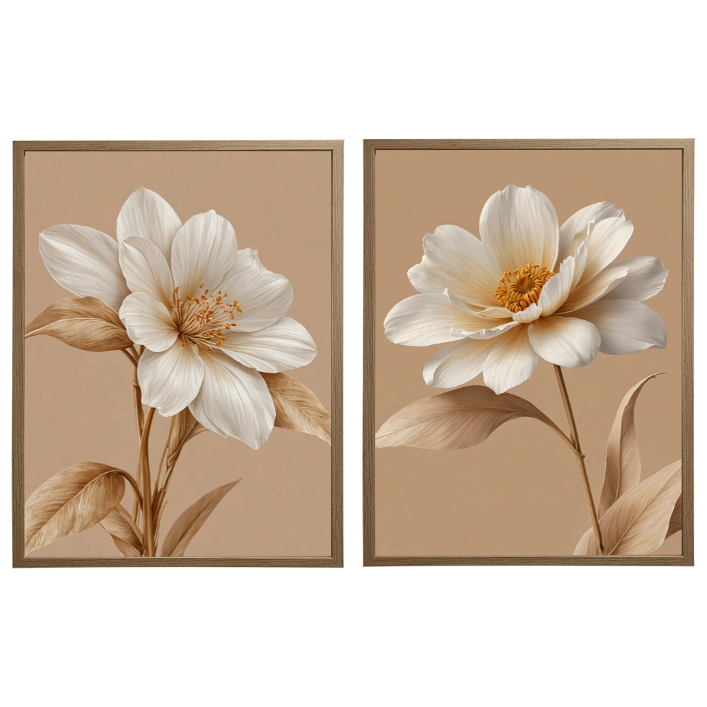 Kit 2 Quadros: Floral Terra Serena
