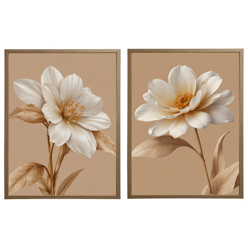 Kit 2 Quadros: Floral Terra Serena