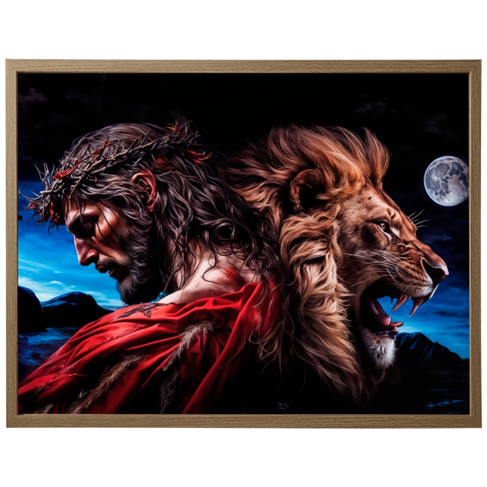 Quadro Leão Força e Paz