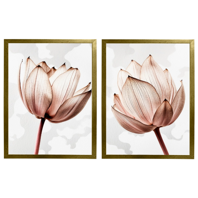 Kit 2 Quadros: Floral Rosa Sublime