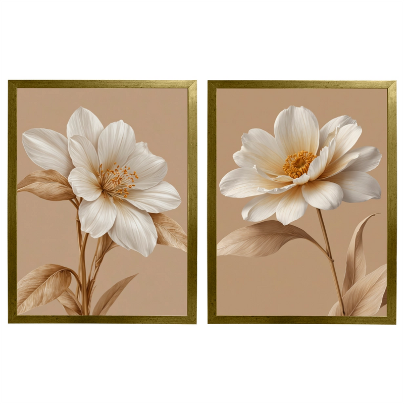 Kit 2 Quadros: Floral Terra Serena