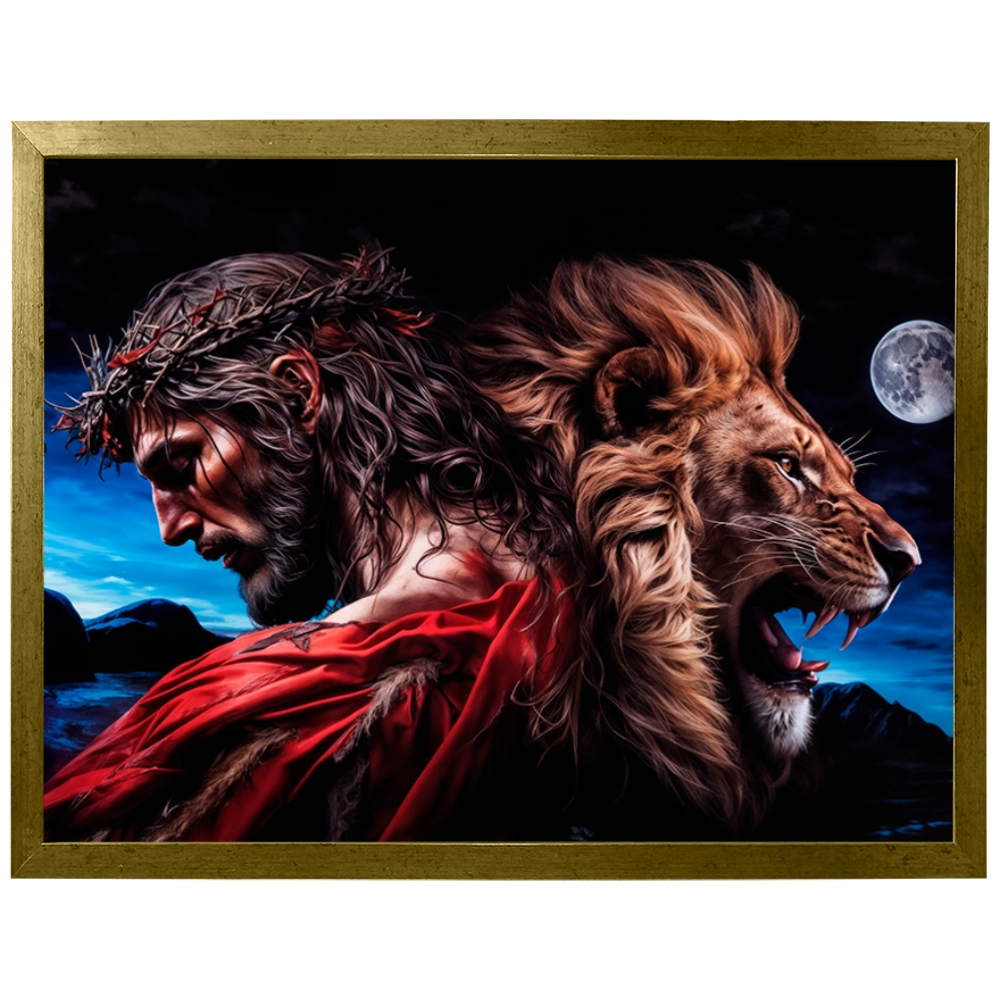 Quadro Leão Força e Paz