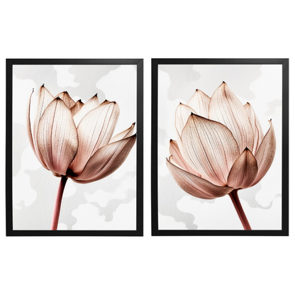 Kit 2 Quadros: Floral Rosa Sublime