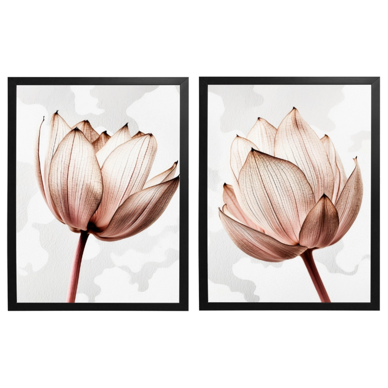 Kit 2 Quadros: Floral Rosa Sublime