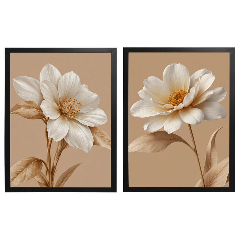 Kit 2 Quadros: Floral Terra Serena