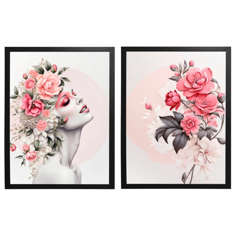 Kit 2 Quadros: Floral - Beleza e Delicadeza na Decoração