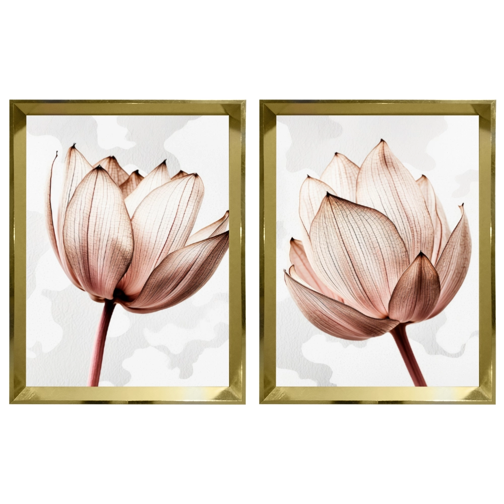 Kit 2 Quadros: Floral Rosa Sublime