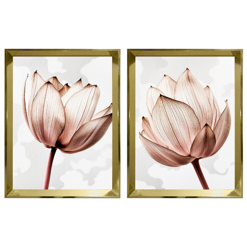 Kit 2 Quadros: Floral Rosa Sublime