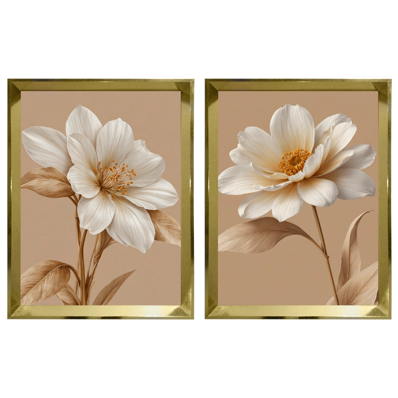Kit 2 Quadros: Floral Terra Serena