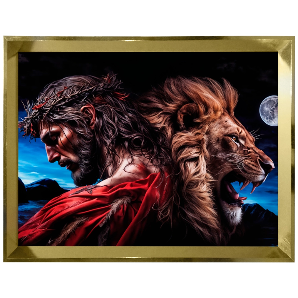 Quadro Leão Força e Paz