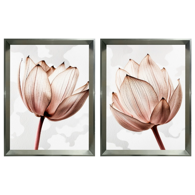 Kit 2 Quadros: Floral Rosa Sublime