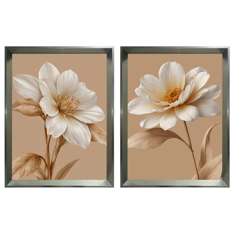 Kit 2 Quadros: Floral Terra Serena