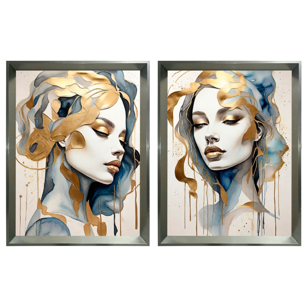 Kit 2 Quadros: Serenidade Dourada