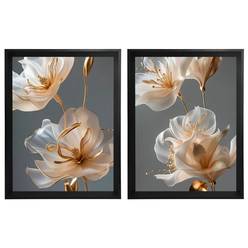 Kit 2 Quadros: Sofisticação Floral
