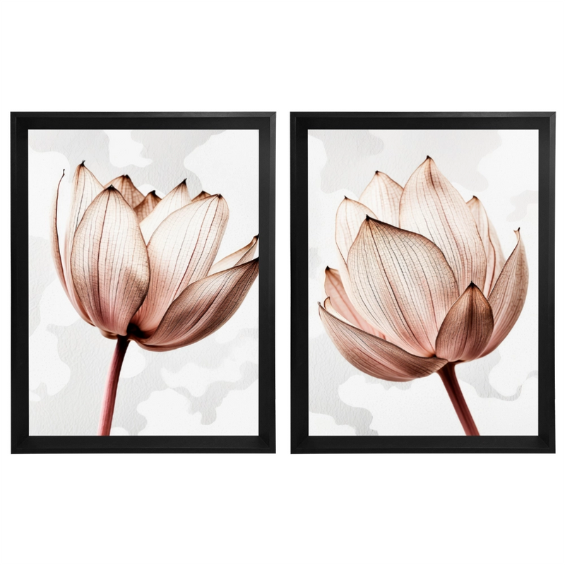 Kit 2 Quadros: Floral Rosa Sublime