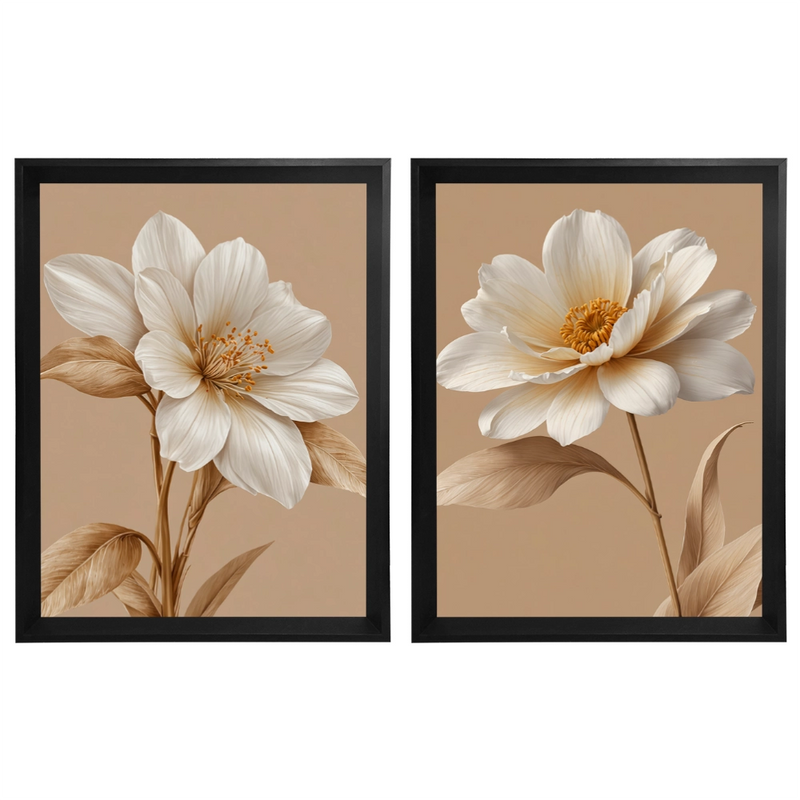 Kit 2 Quadros: Floral Terra Serena