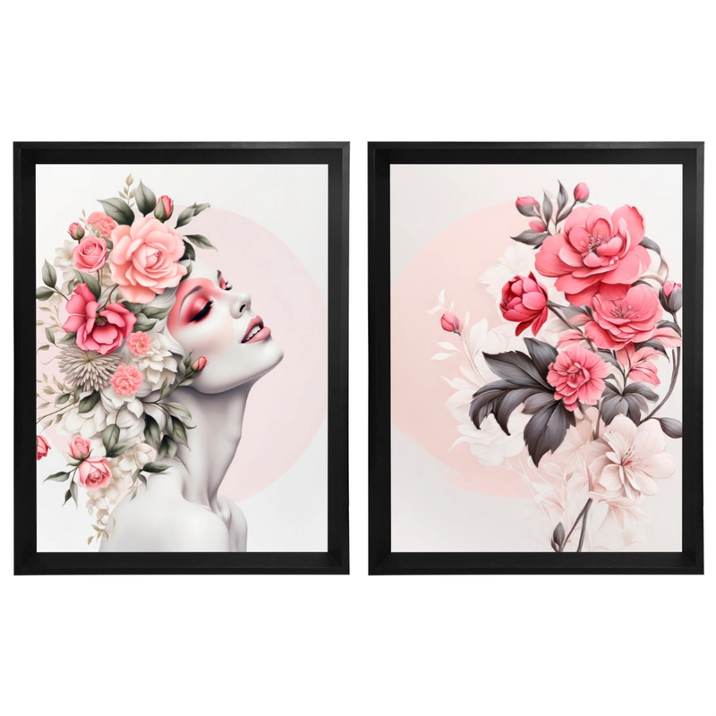 Kit 2 Quadros: Floral - Beleza e Delicadeza na Decoração