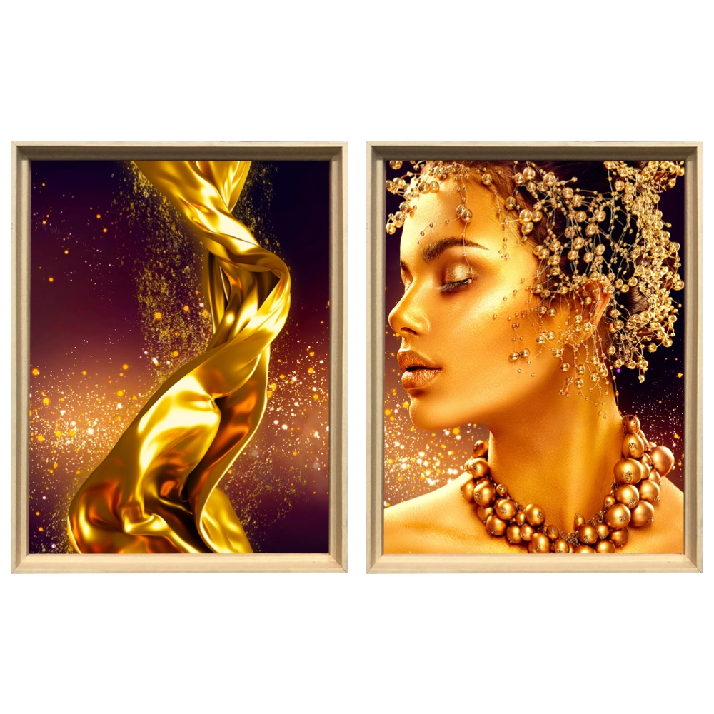 Kit 2 Quadros: Luxo Dourado