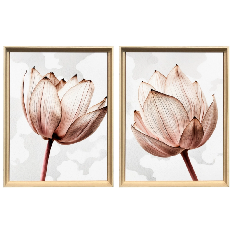 Kit 2 Quadros: Floral Rosa Sublime