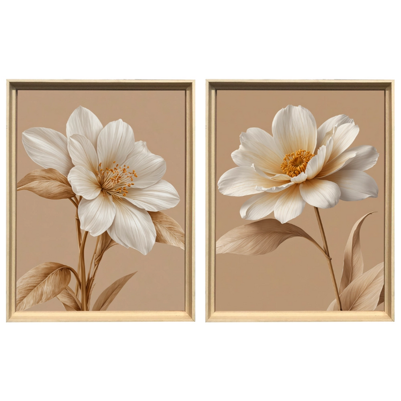 Kit 2 Quadros: Floral Terra Serena
