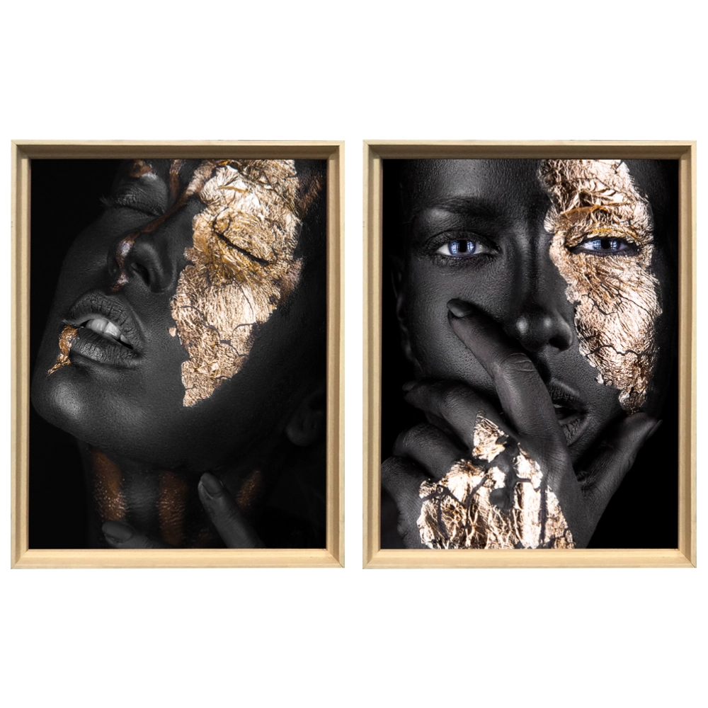 Kit 2 Quadros: Elegância Dourada