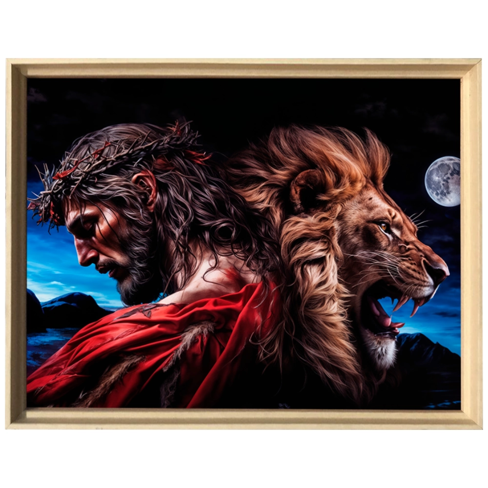 Quadro Leão Força e Paz