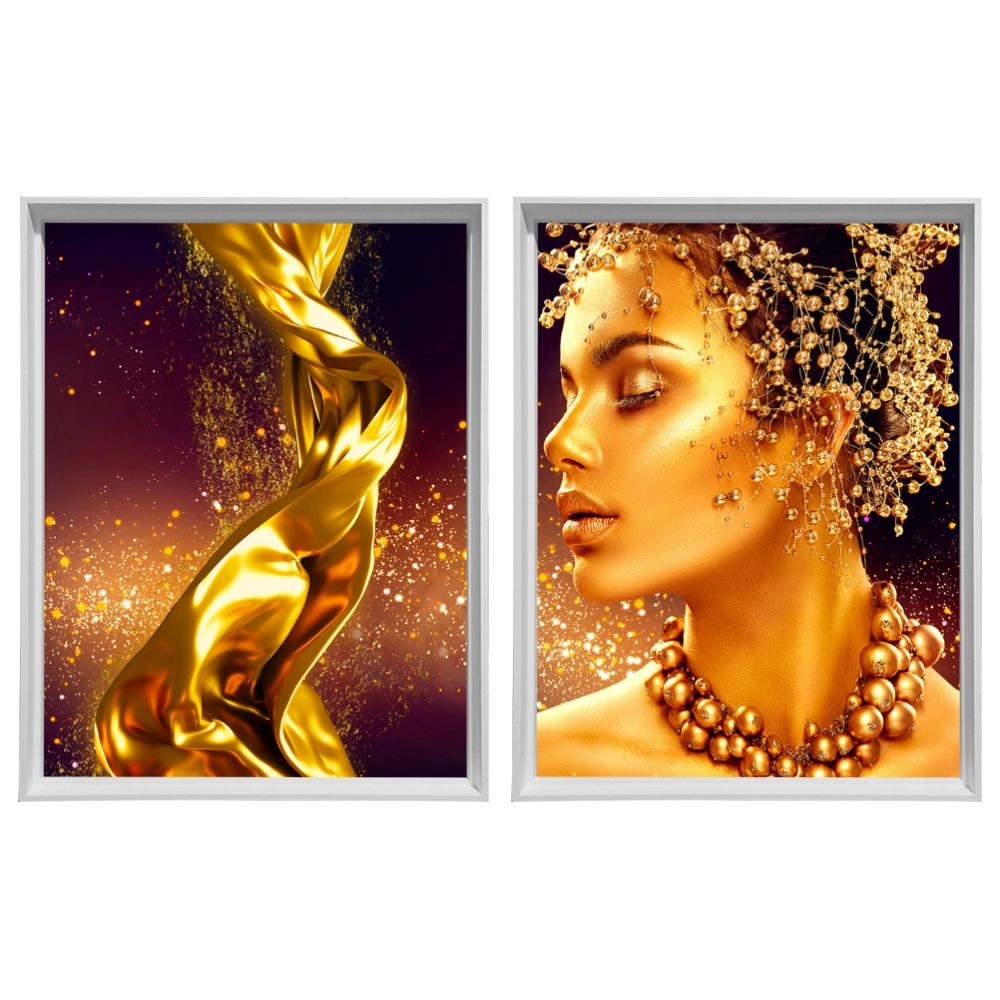 Kit 2 Quadros: Luxo Dourado