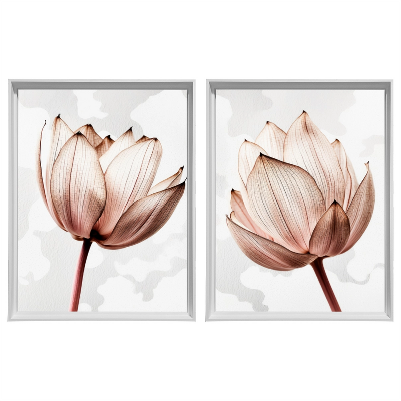 Kit 2 Quadros: Floral Rosa Sublime