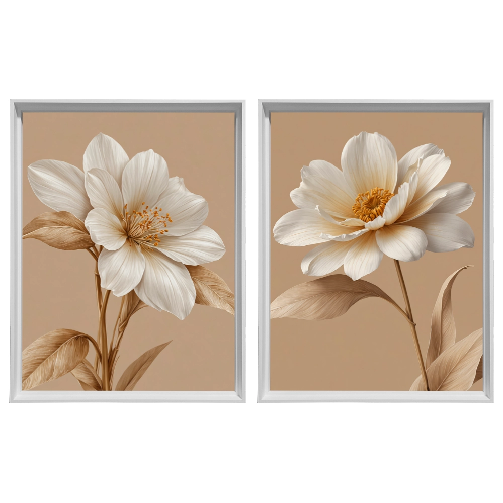 Kit 2 Quadros: Floral Terra Serena