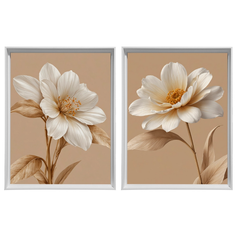 Kit 2 Quadros: Floral Terra Serena
